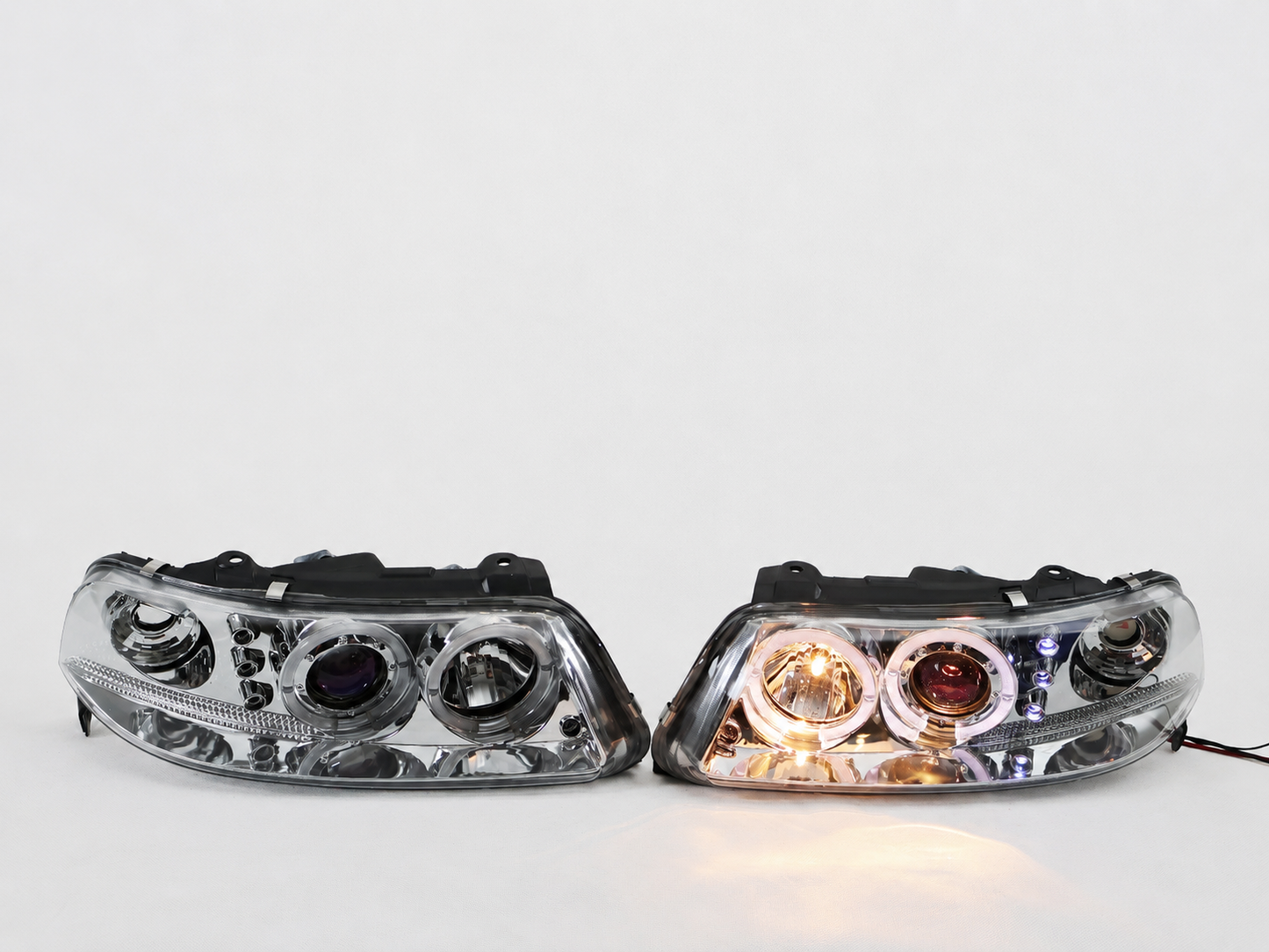 Faros Led Vw Pointer 2001 Ojo De Angel Halo Par Cromo-Azul