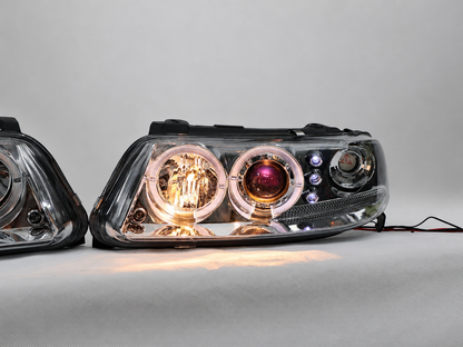 Faros Led Vw Pointer 2001 Ojo De Angel Halo Par Cromo-Azul