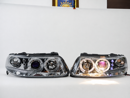 Faros Led Vw Pointer 2001 Ojo De Angel Halo Par Cromo-Azul