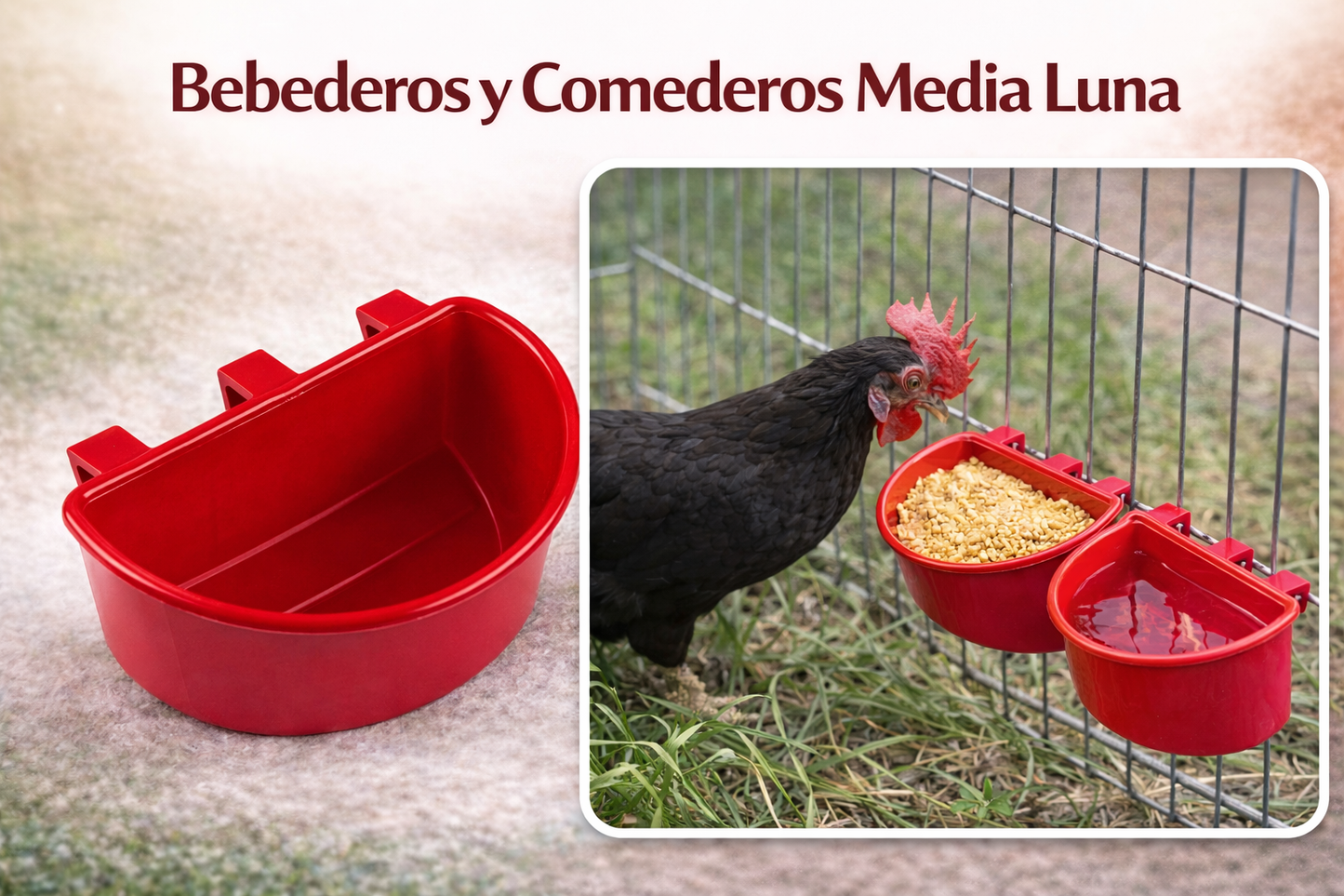 70 Bebederos Comederos Media Luna 10 De Cada Color Gallos