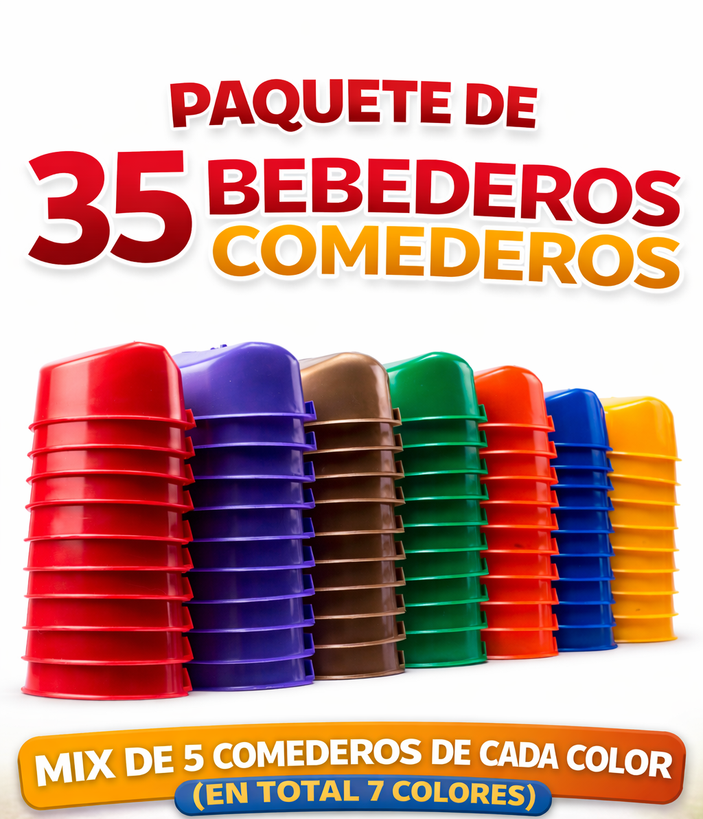 35 Bebederos Comederos Media Luna 5 De Cada Color Gallos