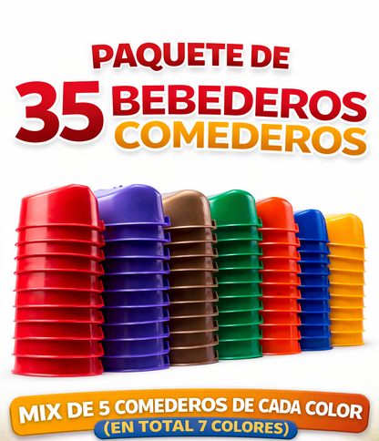 35 Bebederos Comederos Media Luna 5 De Cada Color Gallos