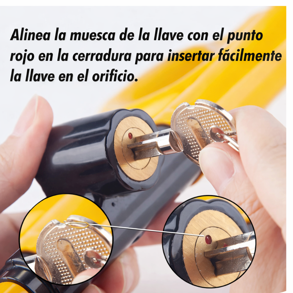 Candado Bastón Seguridad  Doble Gancho Tipo Hook Amarillo