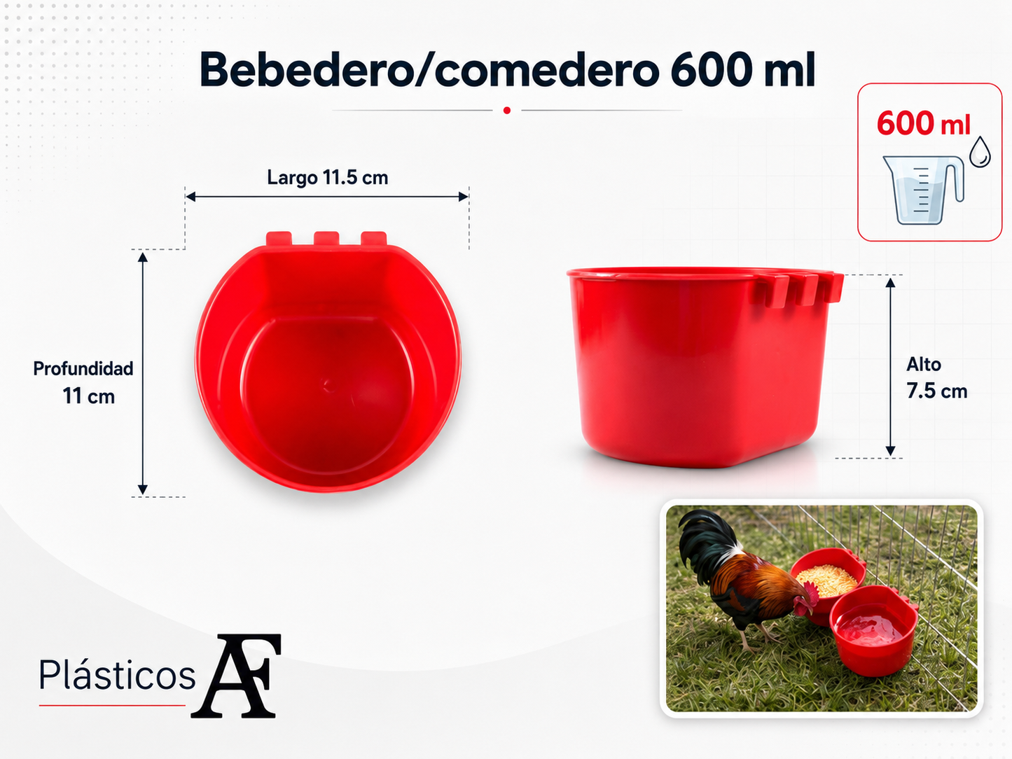 30 Bebederos Comederos De Jaula Redondo 600 Ml Colores Para gallos