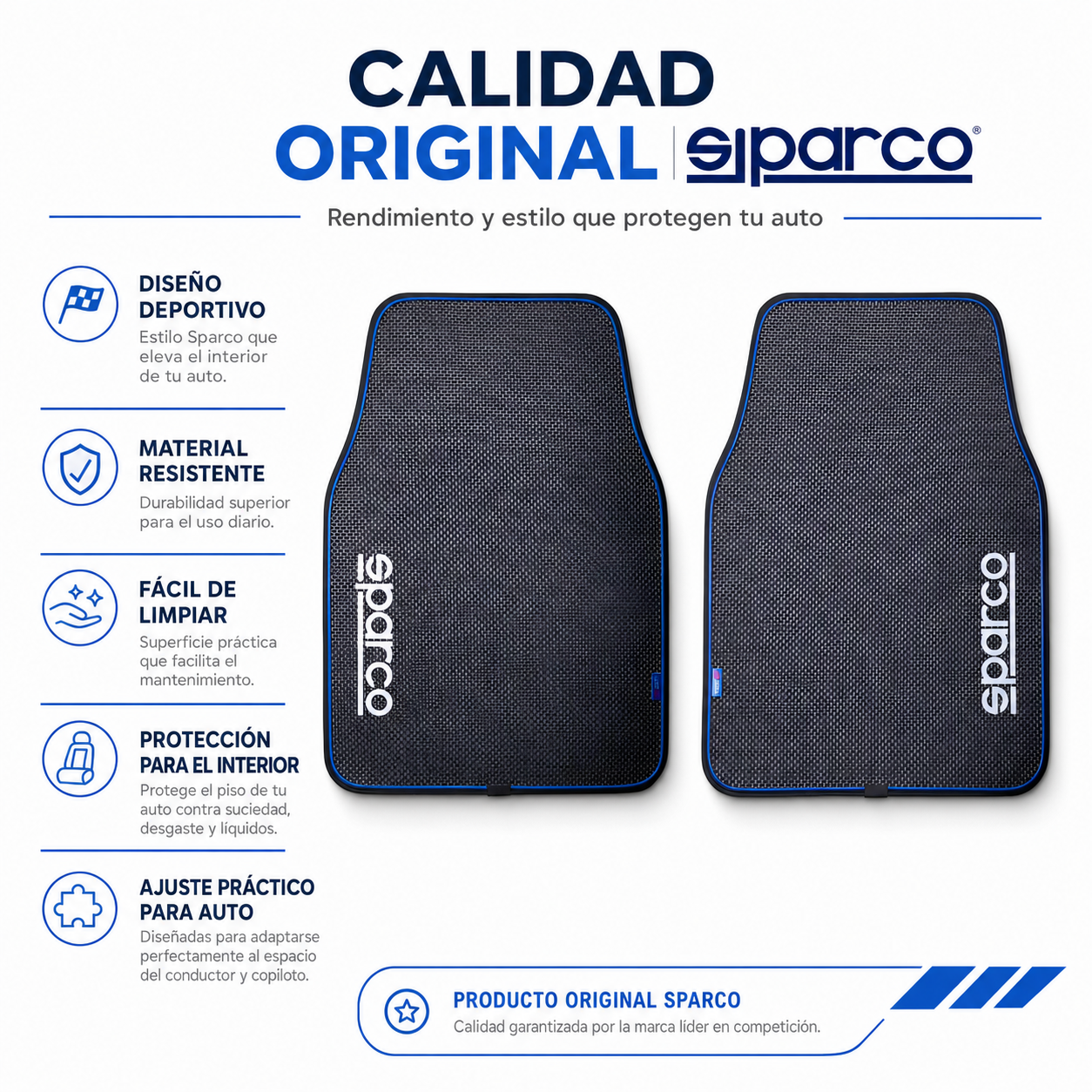 Juego 2 Tapetes Sparco Delanteros Tipo Fibra Carbon Premium