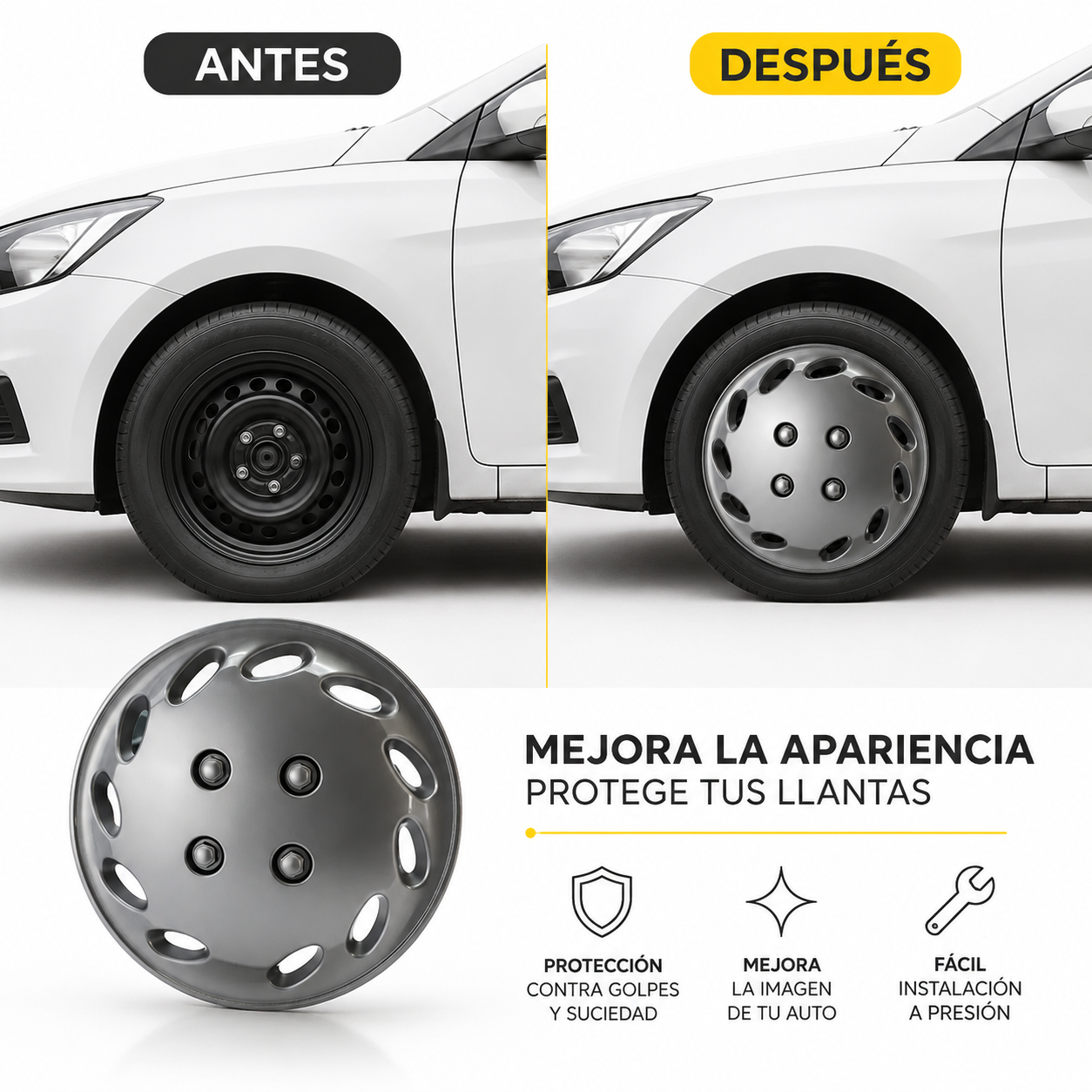 4 Tapones Polveras Rin 15 Deportivos Universal Gris Auto