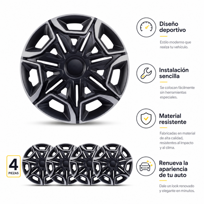 4 Tapones Polveras Para Rin 15 Deportivos Varido Europeo