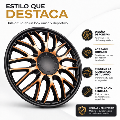 4 Tapones Orden Dorado Europeo Universal Rin 15 Deportivo