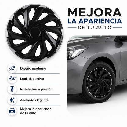 4Tapones Europeos Universal Auto Camioneta Misano Rin 14