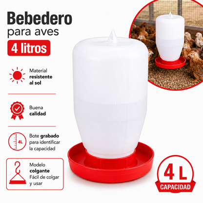 1 Bebedero Colgante 4 Litros Para Gallo Aves Pollo Colibri