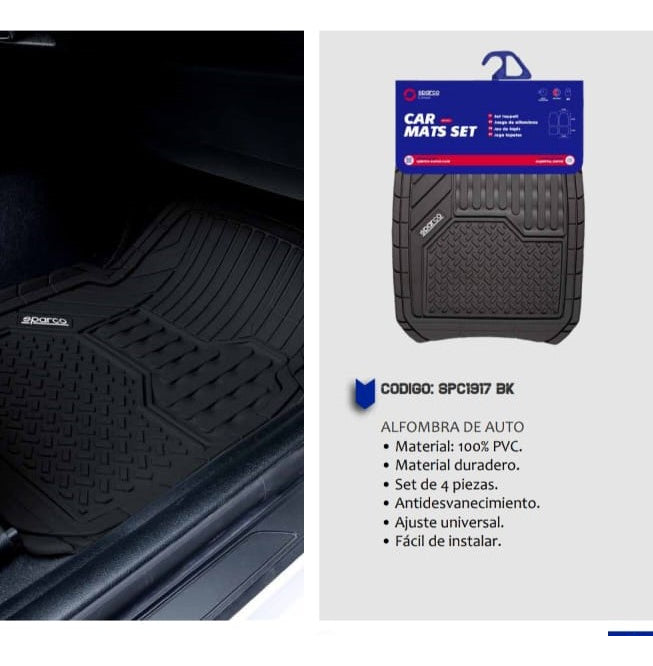 Tapete Alfombra Sparco 4 Piezas Negro