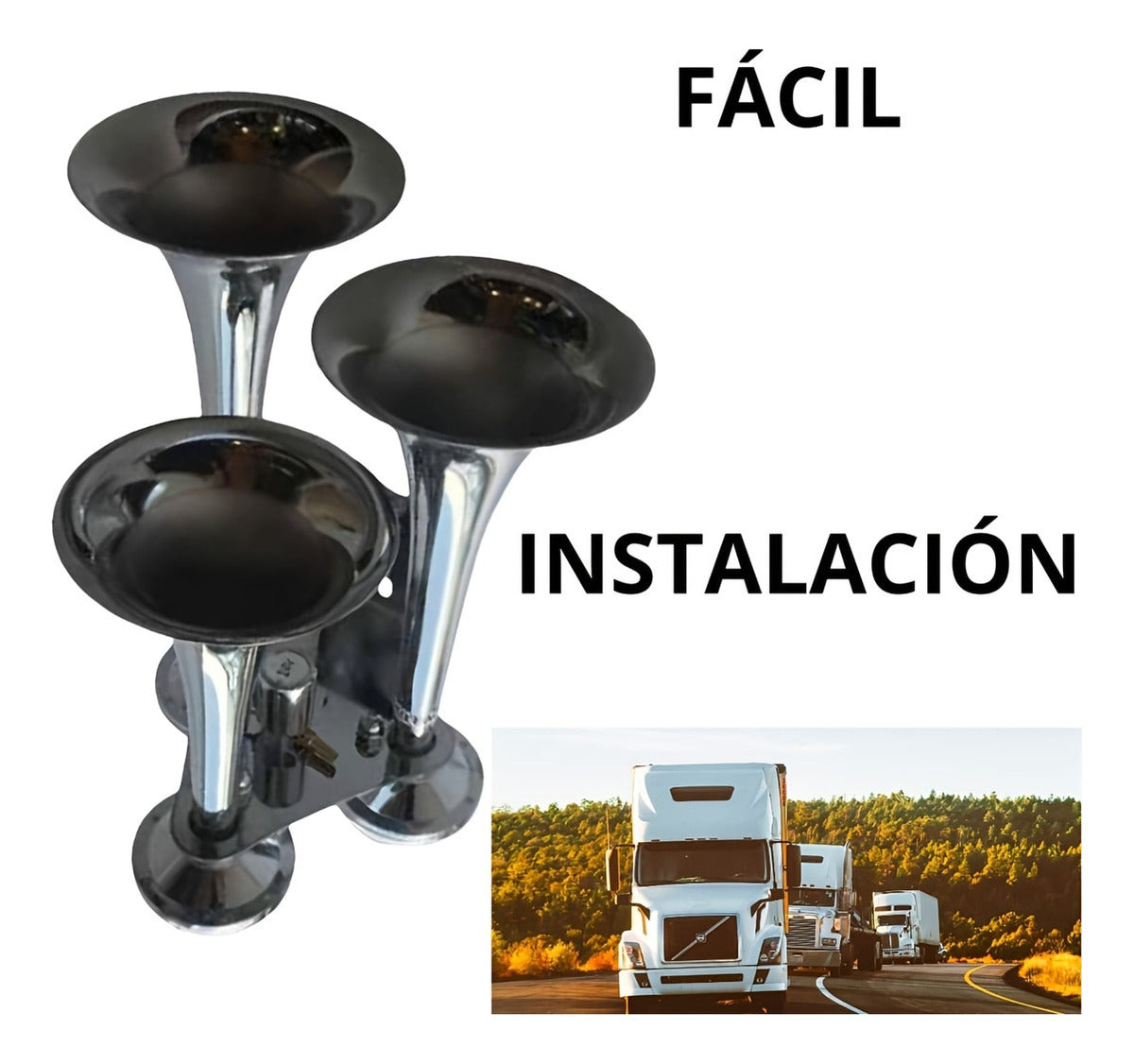 Corneta Triple Tipo Tren Trailer Camiones Premium Claxon