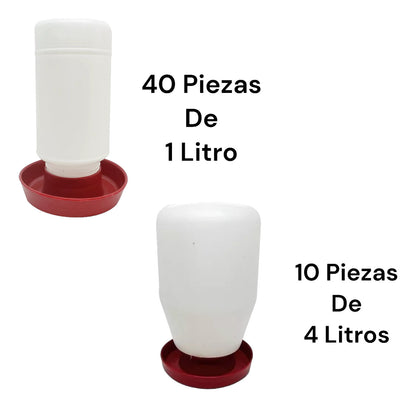 Bebedero Para Pollos O Pájaros 40 Pzs De 1l + 10 Psz De 4l