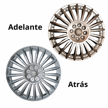 4 Tapones Polveras Llanta Rin 14 Gris Deportivo