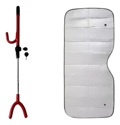 Promoción Bastón Antirrobo Rojo + Protector Solar Para Auto