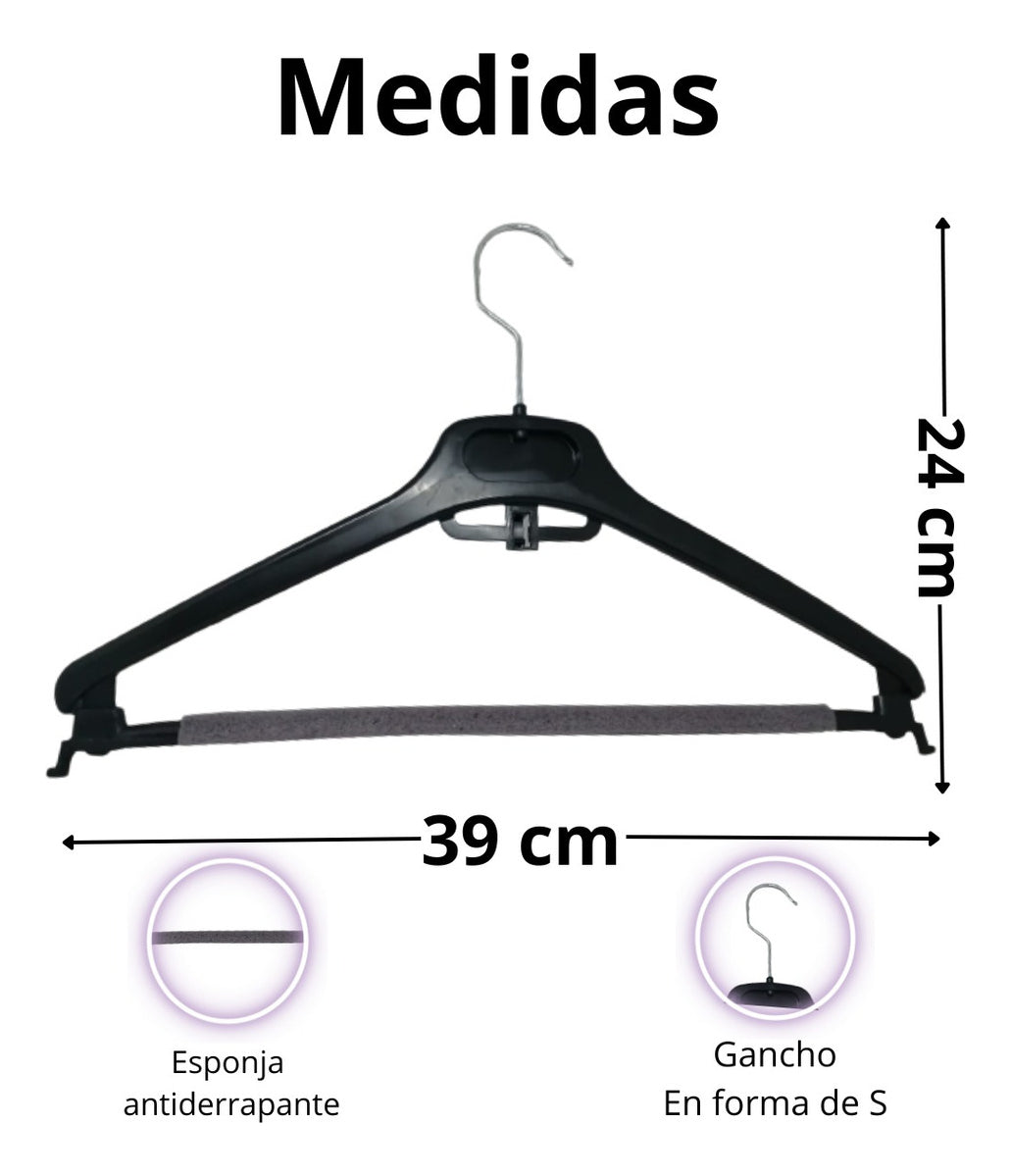 25 Ganchos De Plástico Para Ropa Con Antiderrapante
