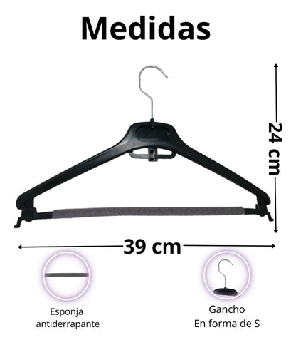 25 Ganchos De Plástico Para Ropa Con Antiderrapante