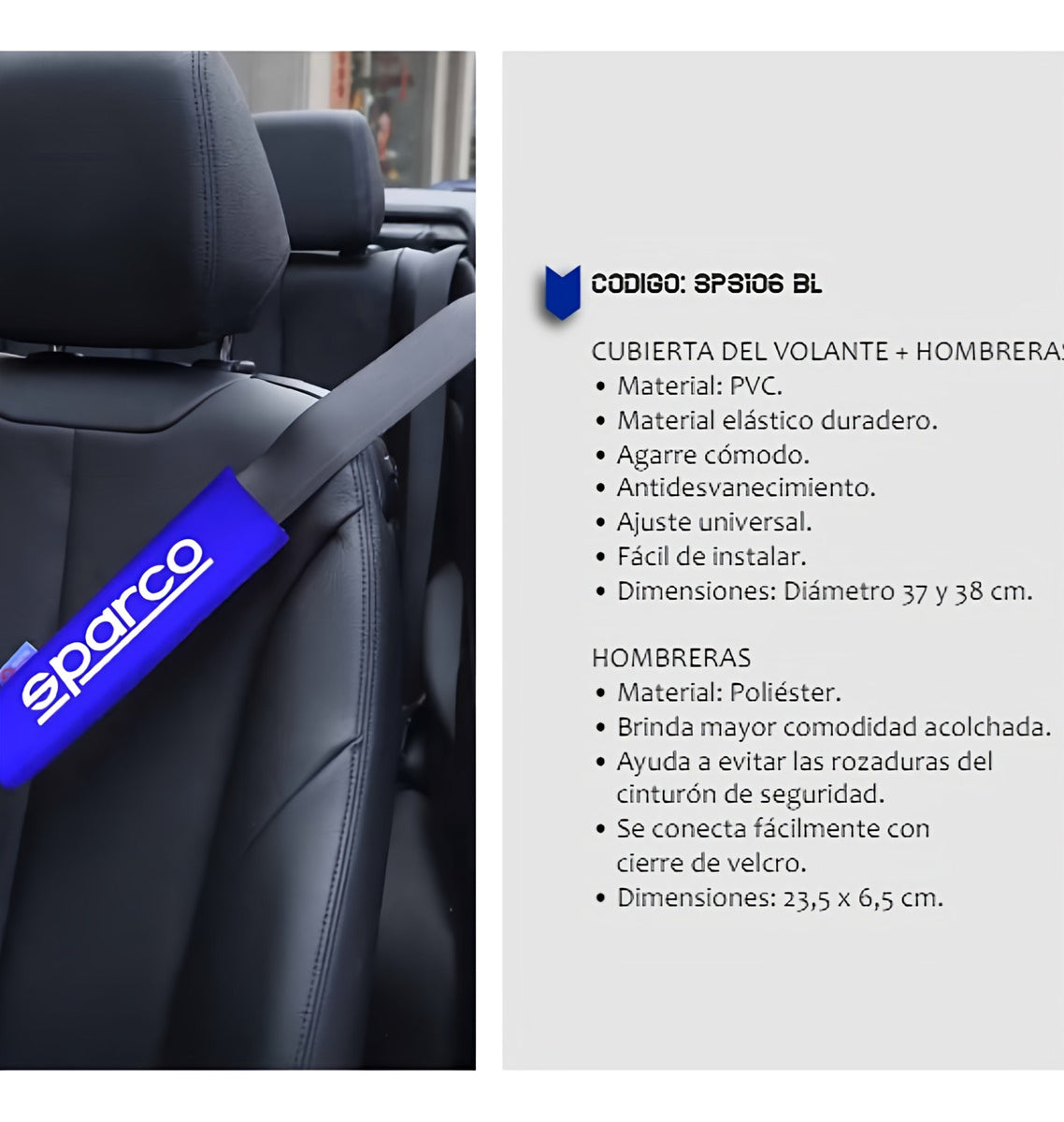 Funda Cubrevolante Sparco Negro Azul Cubre Cinturón