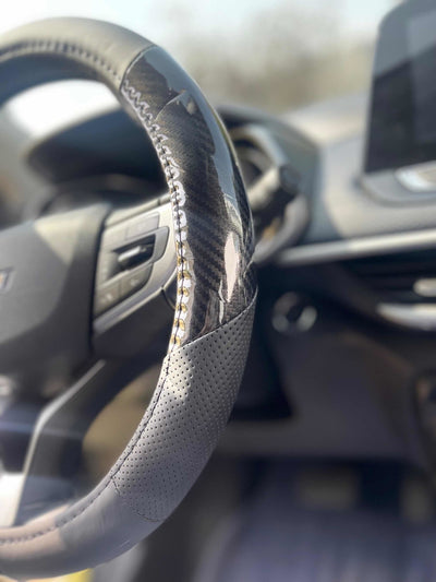 Funda Volante Auto Fibra Carbono Y Cuero Cubre Universal