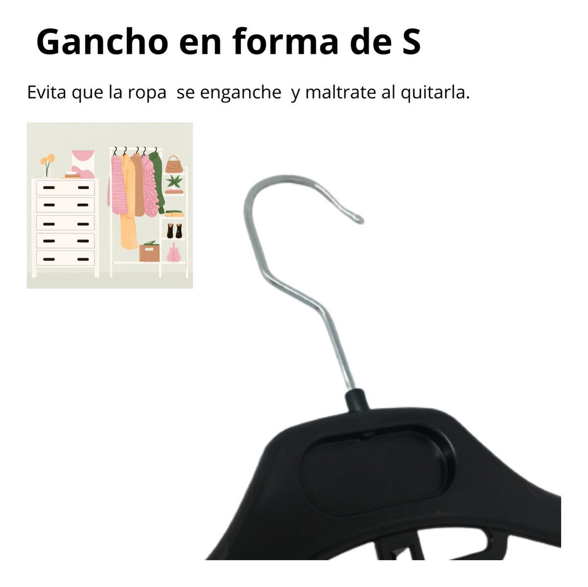 25 Ganchos De Plástico Para Ropa Con Antiderrapante