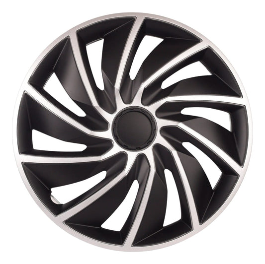 4 Tapones Lujo Europeos Silver Black Turbo Rin 13 Deportivo