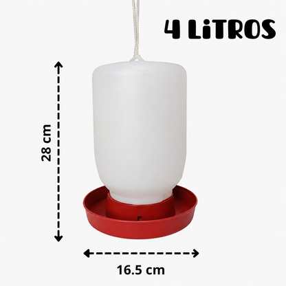 1 Bebedero Colgante 4 Litros Para Gallo Aves Pollo Colibri