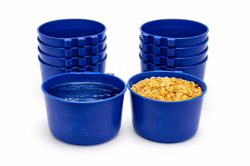 PLÁSTICOS AF Comederos y Bebederos Jaula de 1.2 L Azul para Aves, Pericos, Gallos y Pájaros, Kit de 10 Piezas. para Alimento Húmedo, Seco, Semillas y Alpiste. Dispensador y Alimentador para Jaula.