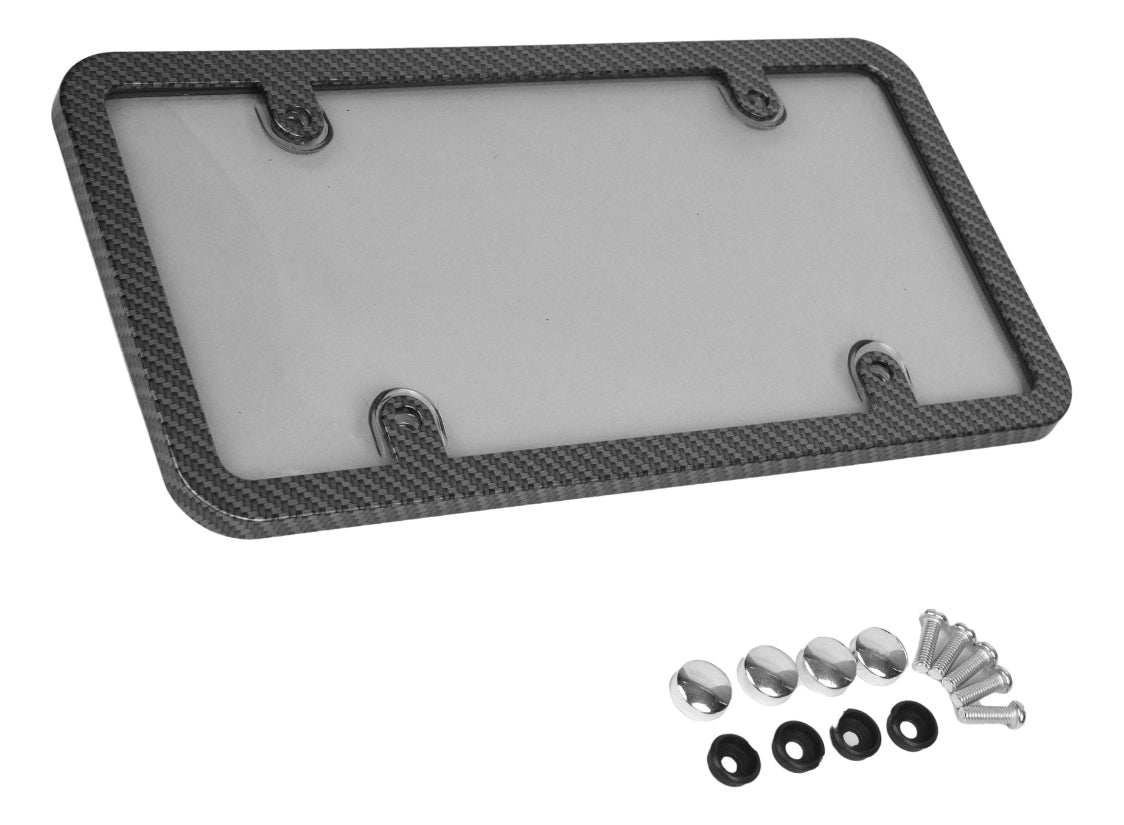 2 Pz Porta Placas Metalica Fibra Carbon Con Mica Cubre Placa