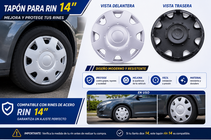 Juego De 4 Tapones Polveras Rin 14 Tipo Volkswagen