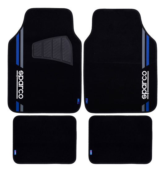 Tapete Alfombra Sparco 4 Piezas Negro/azul