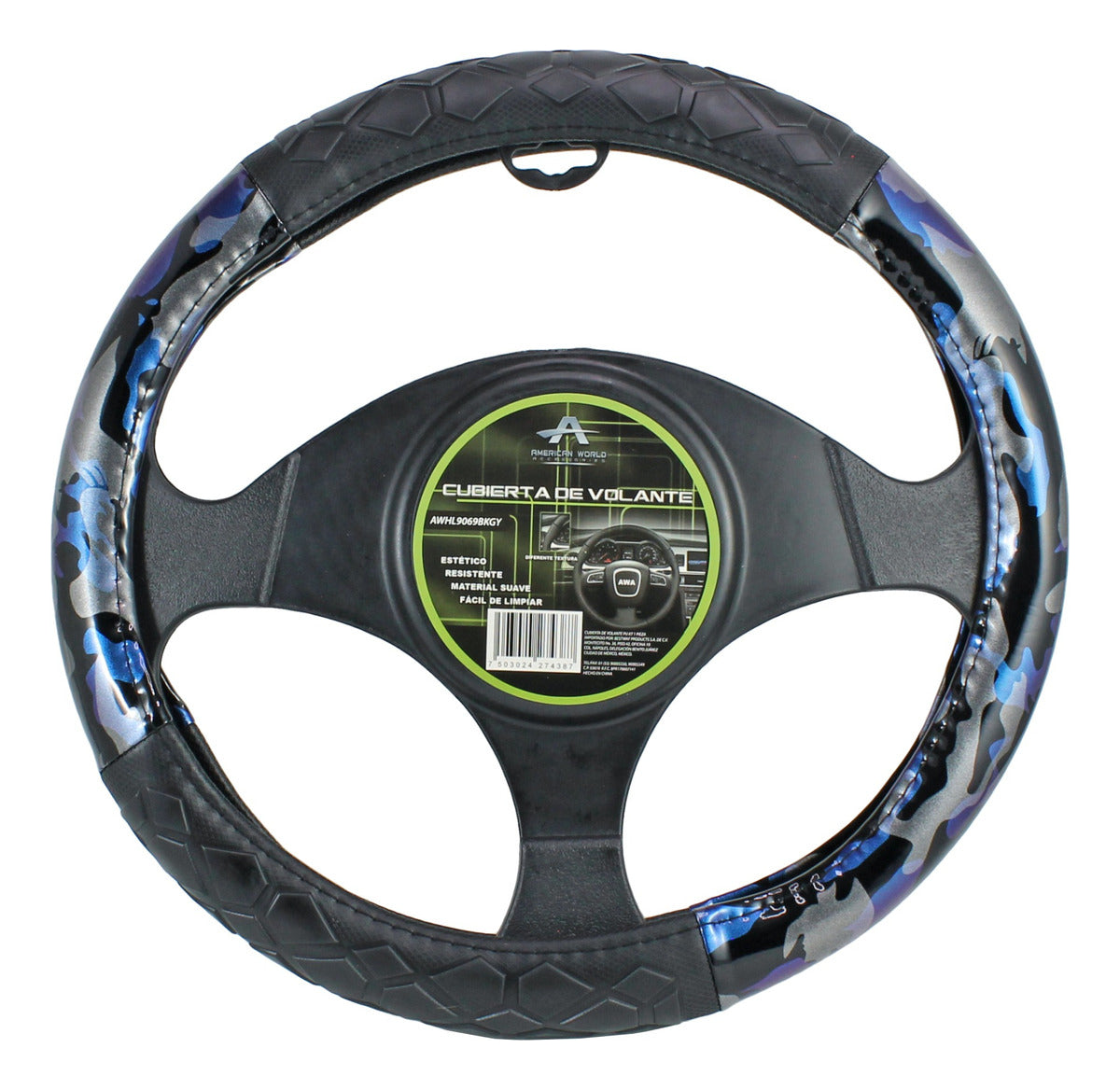 Funda Volante Camuflaje Azul/gris /negro