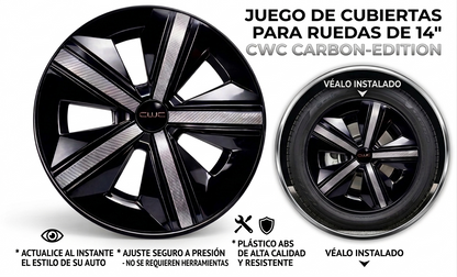 4 Tapones Polveras Llanta Extensión Negro Con Gris Rin 14