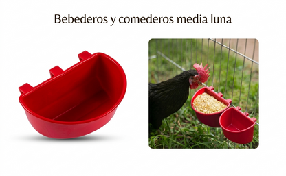 50 Bebederos Comederos Para Gallo Media Luna + 50 De 1.2 L
