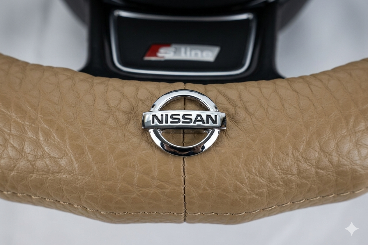 Funda de Volante Piel GTR beige Deportivo Universal