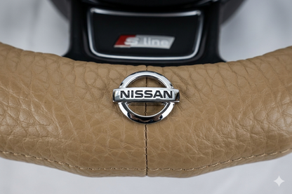 Funda de Volante Piel GTR beige Deportivo Universal