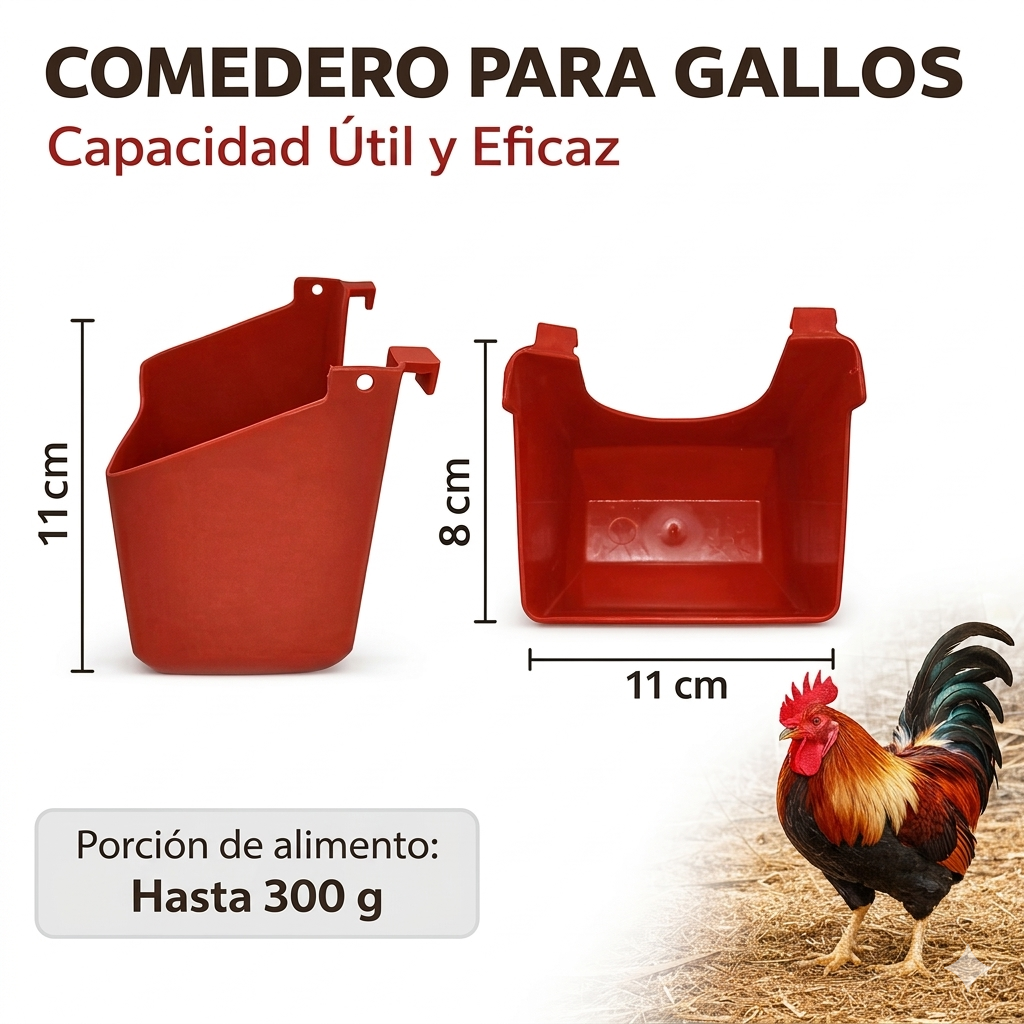 50 Comederos Cuadrados Rojo Con Tapa Azul 300g Gallos