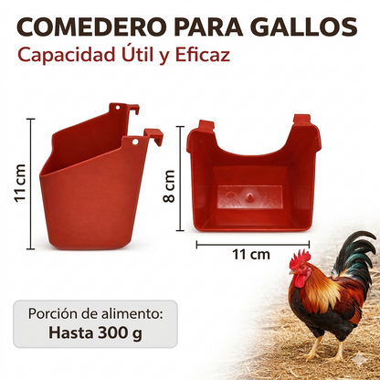 50 Comederos Cuadrados Rojo Con Tapa Azul 300g Gallos