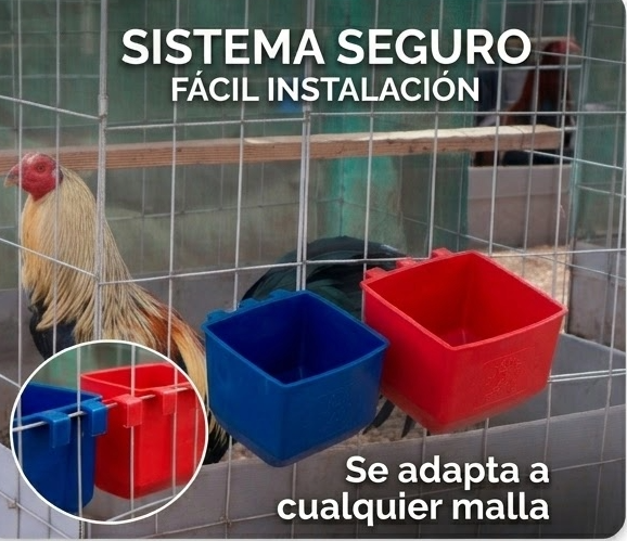 50 Bebederos Comederos Cuadrados 25 Rojos Y 25 Azules