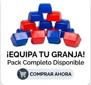 50 Bebederos Comederos Cuadrados 25 Rojos Y 25 Azules