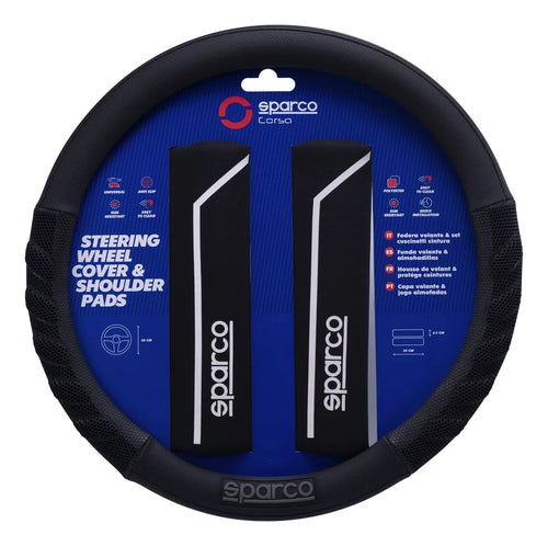 Funda Cubre Volante Sparco + Almohadillas Cinturón Auto Univ