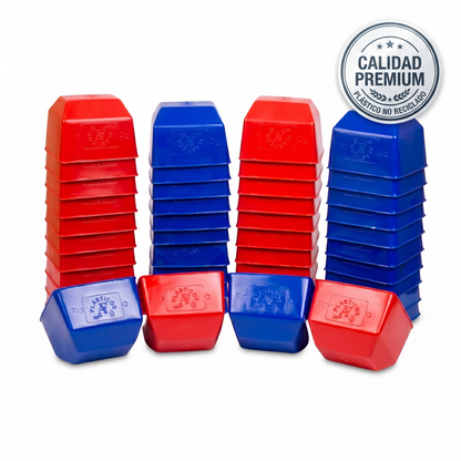 50 Bebederos Comederos Cuadrados 25 Rojos Y 25 Azules