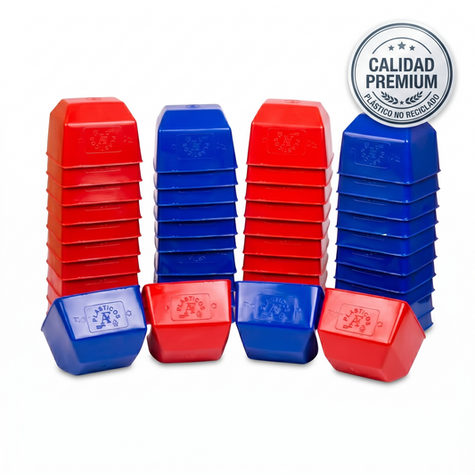 50 Bebederos Comederos Cuadrados 25 Rojos Y 25 Azules
