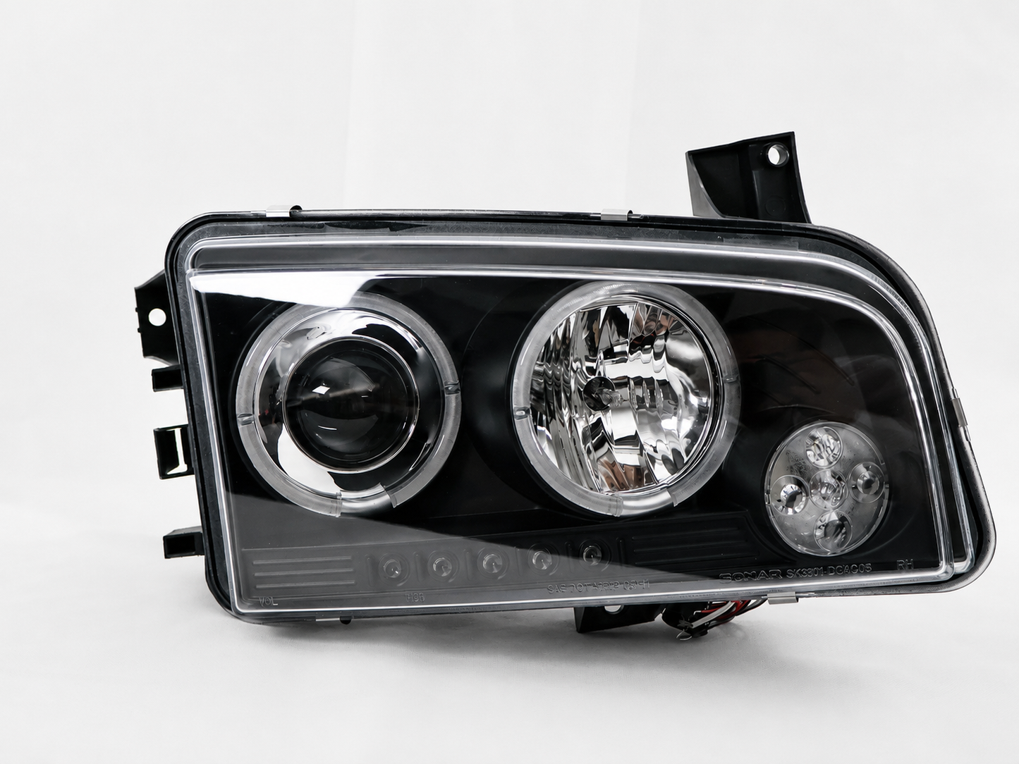 Faros Dodge Charger 2005 Ojo De Ángel Led Fondo Negro Par
