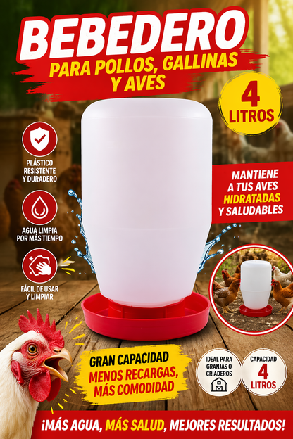 25 Bebedero Pollos Gallinas Ave Pajaros 4 Litros
