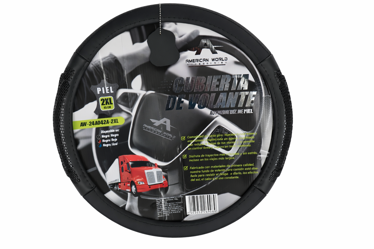 Funda Cubre Volante Camión en Piel 45 cm Negro