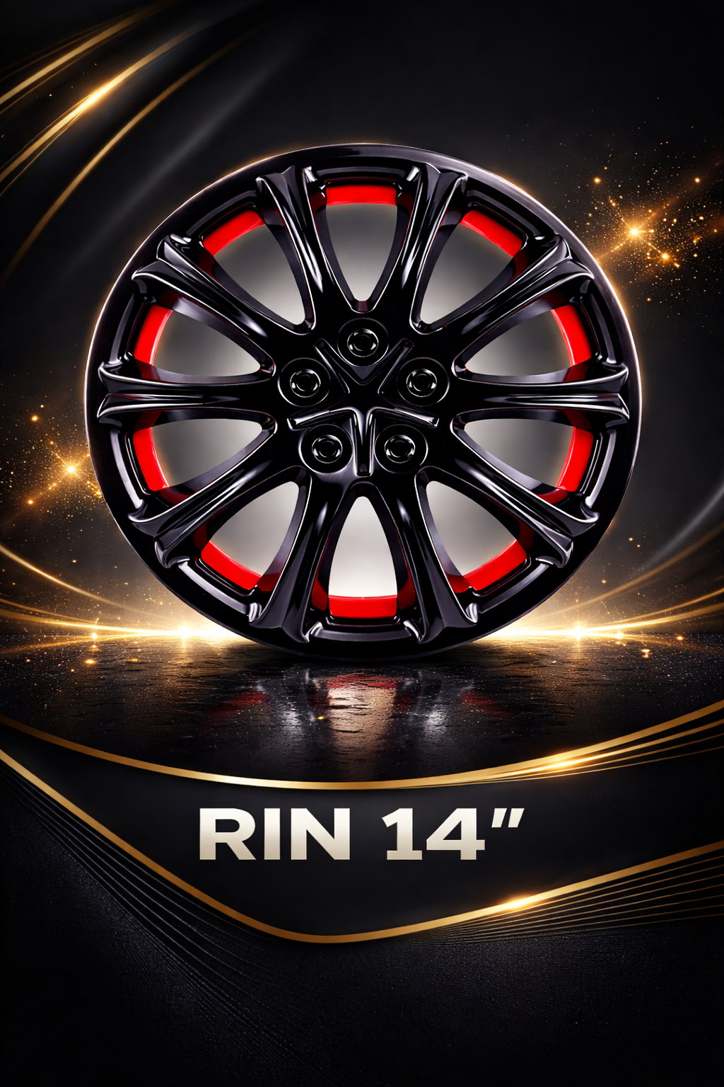 Juego 4 Tapones Rin 14 Deportivos Universales Negro Owc Rojo