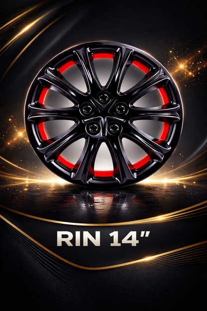 Juego 4 Tapones Rin 14 Deportivos Universales Negro Owc Rojo