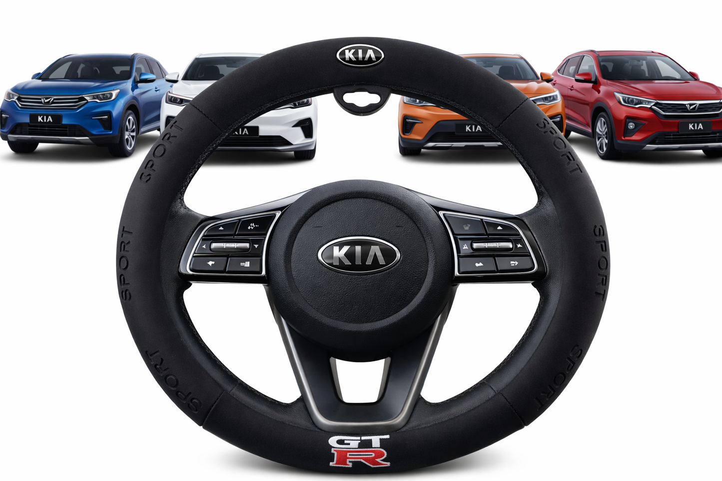 Funda de Volante Piel GTR beige Deportivo Universal