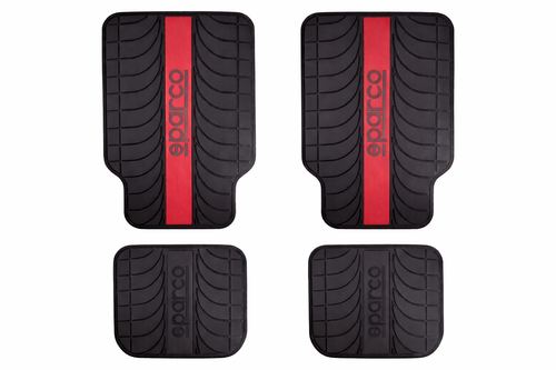 Tapete Alfombra Sparco 4 Piezas Negro/rojo
