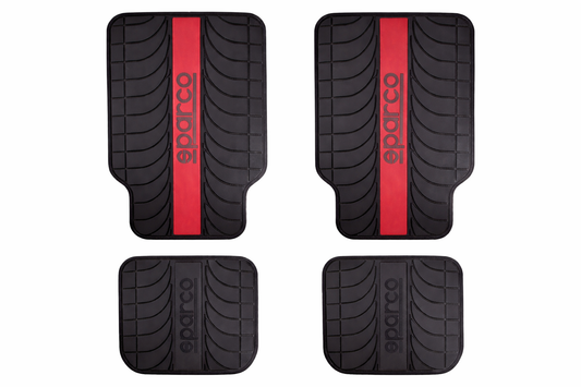 Tapete Alfombra Sparco 4 Piezas Negro/rojo